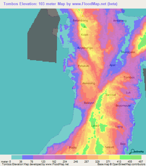 Tombos,Indonesia Elevation Map