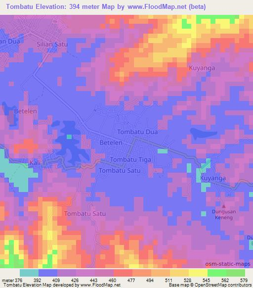 Tombatu,Indonesia Elevation Map