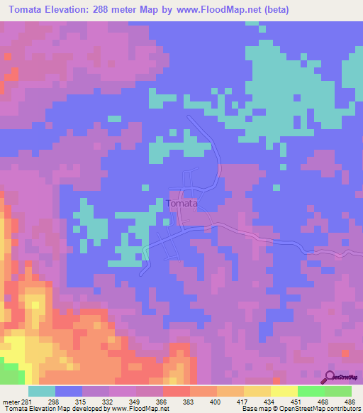 Tomata,Indonesia Elevation Map