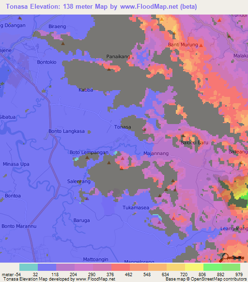 Tonasa,Indonesia Elevation Map
