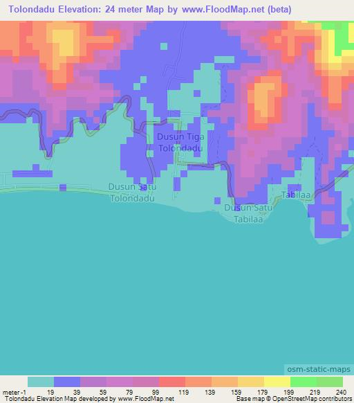 Tolondadu,Indonesia Elevation Map