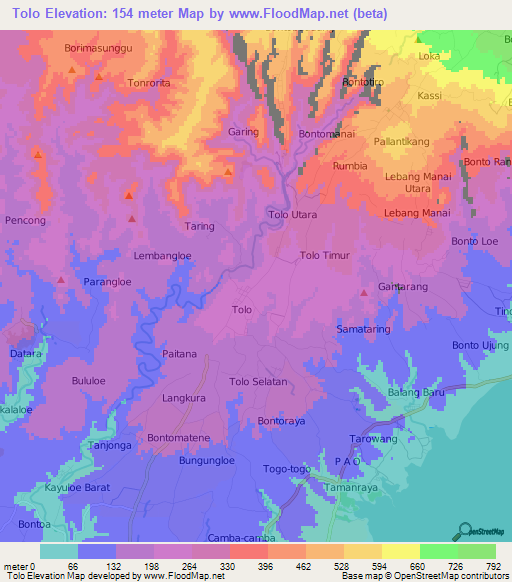 Tolo,Indonesia Elevation Map