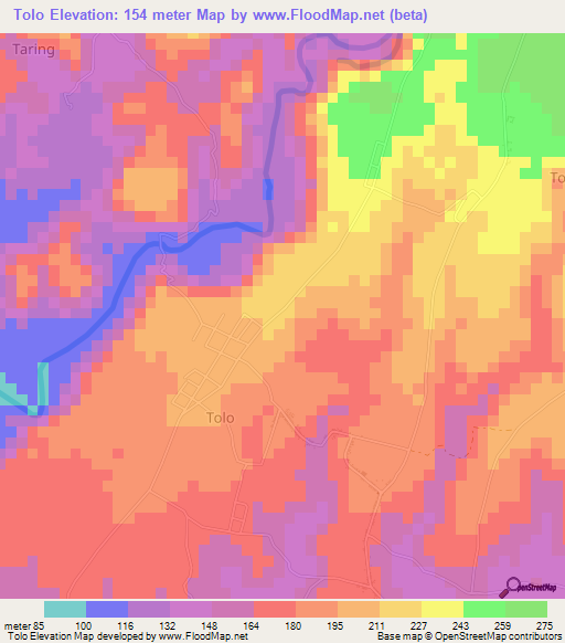 Tolo,Indonesia Elevation Map