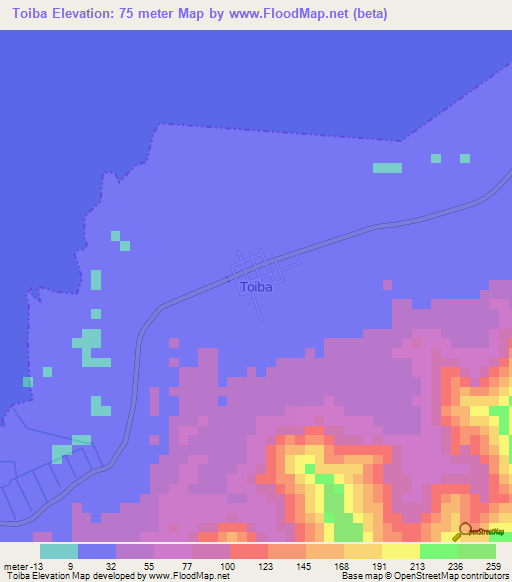 Toiba,Indonesia Elevation Map