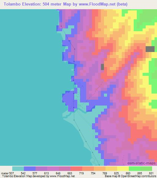 Tolambo,Indonesia Elevation Map