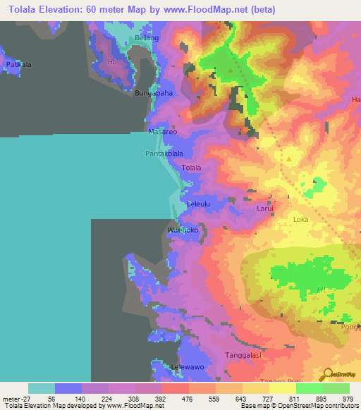 Tolala,Indonesia Elevation Map