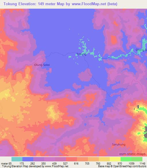 Tokung,Indonesia Elevation Map