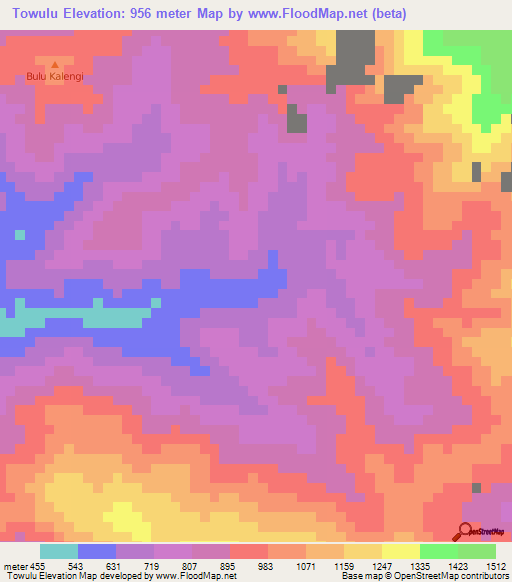 Towulu,Indonesia Elevation Map