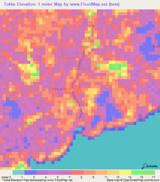 Tokke,Indonesia Elevation Map