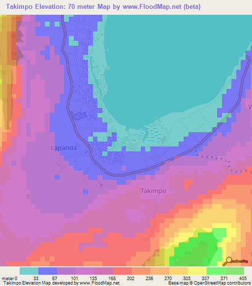 Takimpo,Indonesia Elevation Map