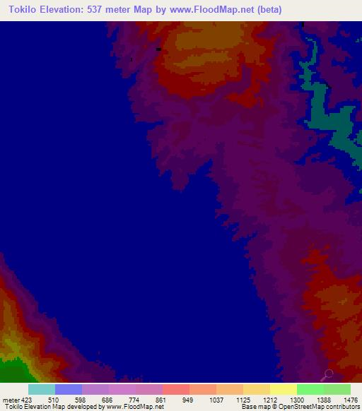 Tokilo,Indonesia Elevation Map