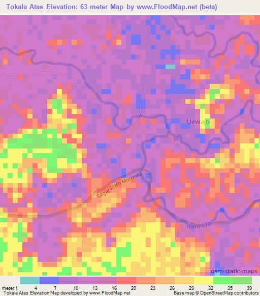 Tokala Atas,Indonesia Elevation Map