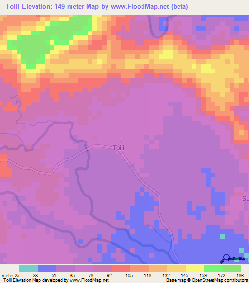 Toili,Indonesia Elevation Map