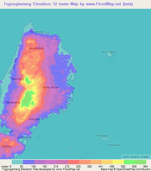 Togonglantang,Indonesia Elevation Map