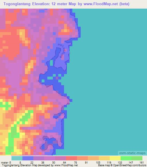 Togonglantang,Indonesia Elevation Map