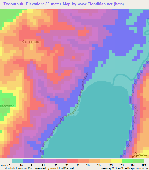 Todombulu,Indonesia Elevation Map