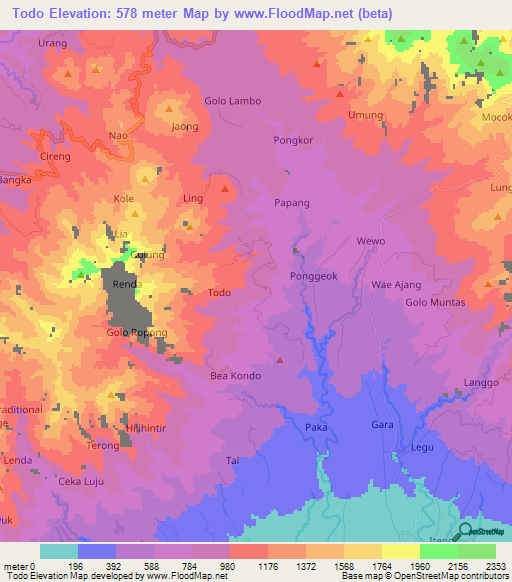 Todo,Indonesia Elevation Map