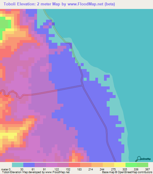 Toboli,Indonesia Elevation Map