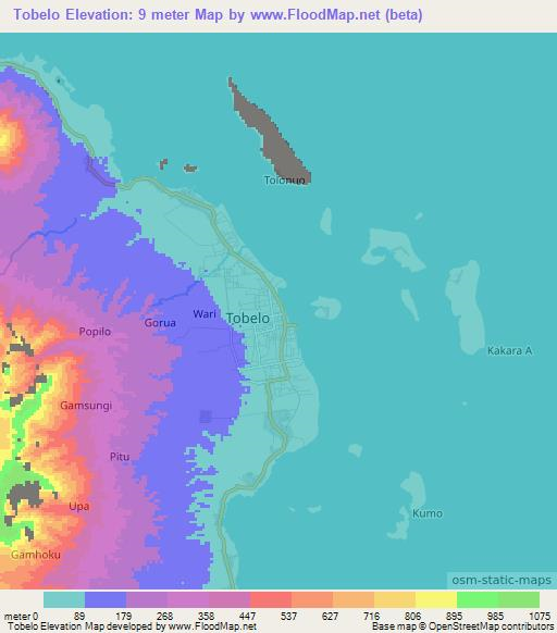 Tobelo,Indonesia Elevation Map