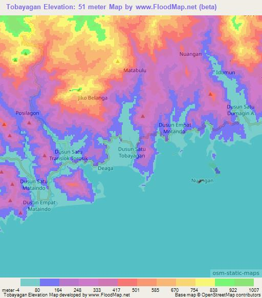 Tobayagan,Indonesia Elevation Map