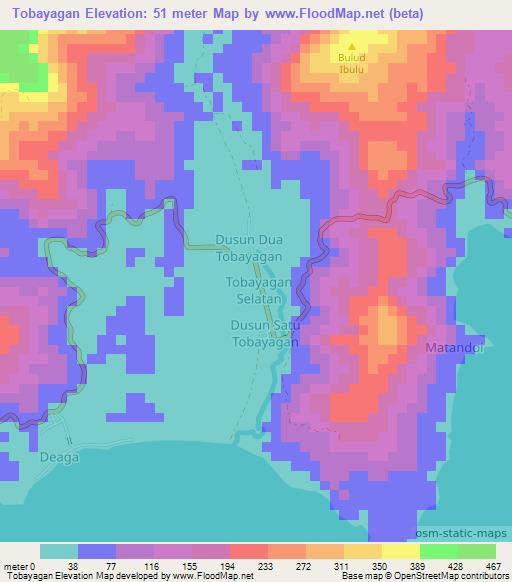 Tobayagan,Indonesia Elevation Map