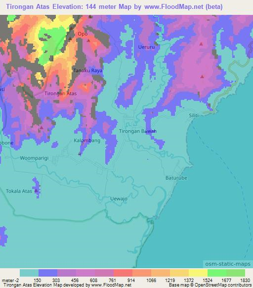 Tirongan Atas,Indonesia Elevation Map