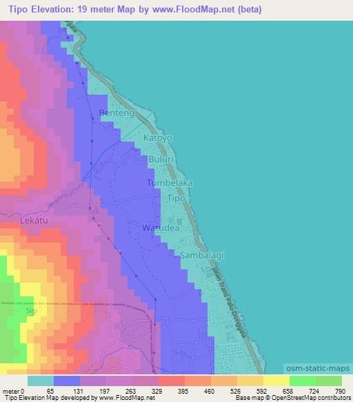 Tipo,Indonesia Elevation Map