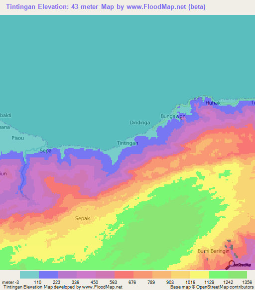 Tintingan,Indonesia Elevation Map