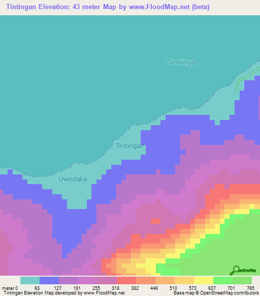 Tintingan,Indonesia Elevation Map