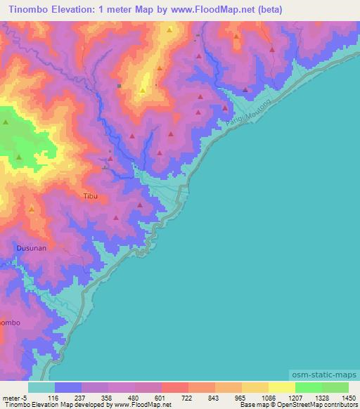 Tinombo,Indonesia Elevation Map