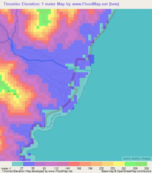 Tinombo,Indonesia Elevation Map