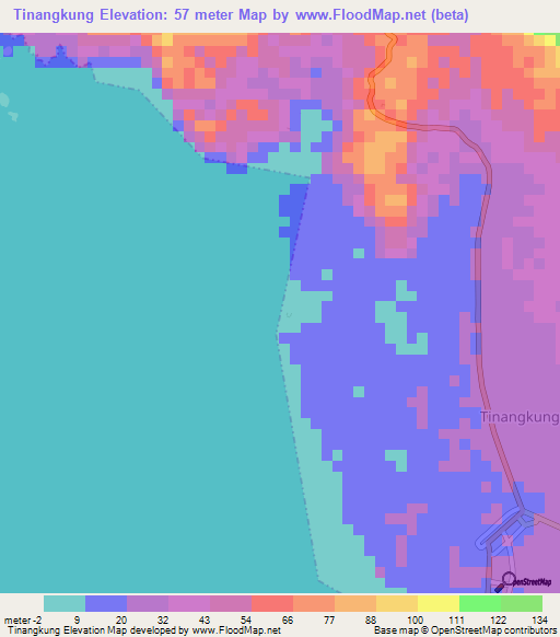 Tinangkung,Indonesia Elevation Map