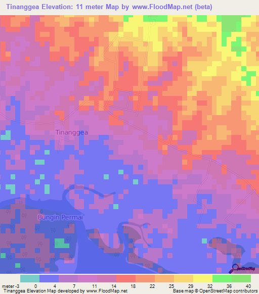 Tinanggea,Indonesia Elevation Map