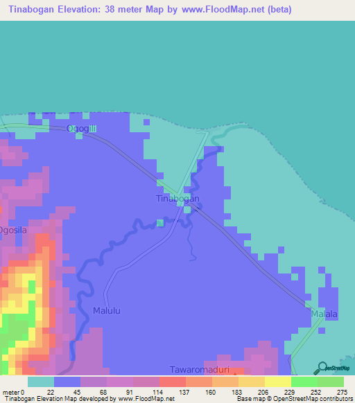 Tinabogan,Indonesia Elevation Map