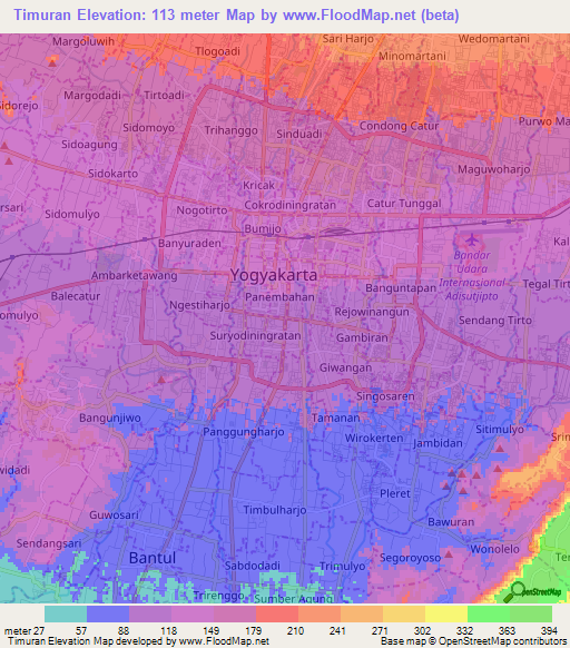 Timuran,Indonesia Elevation Map