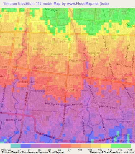 Timuran,Indonesia Elevation Map