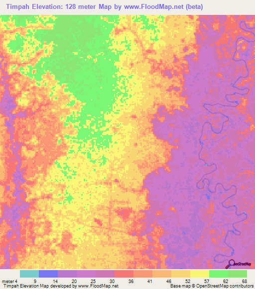 Timpah,Indonesia Elevation Map