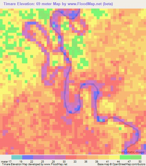 Timare,Indonesia Elevation Map