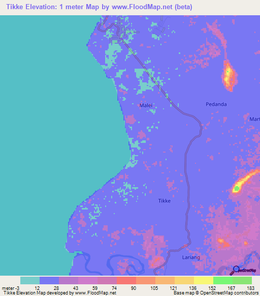 Tikke,Indonesia Elevation Map