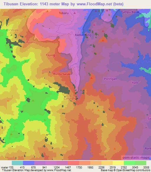 Tibusan,Indonesia Elevation Map