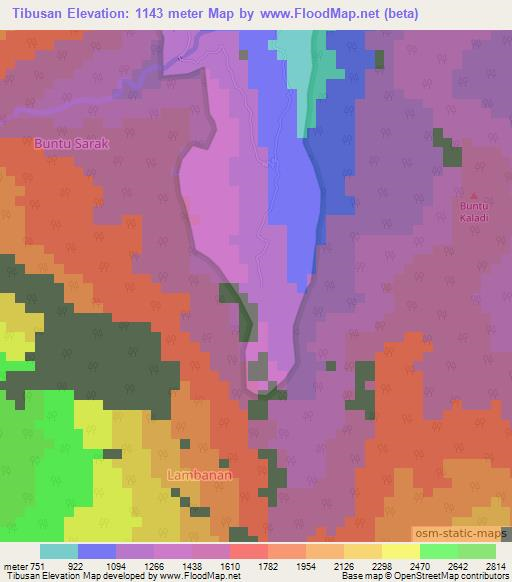 Tibusan,Indonesia Elevation Map