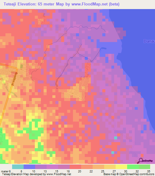 Teteaji,Indonesia Elevation Map