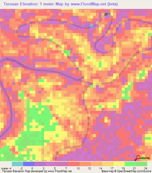 Terusan,Indonesia Elevation Map