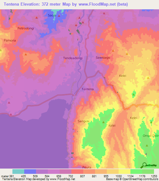 Tentena,Indonesia Elevation Map