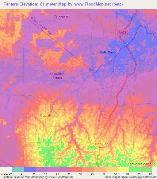 Tentara,Indonesia Elevation Map