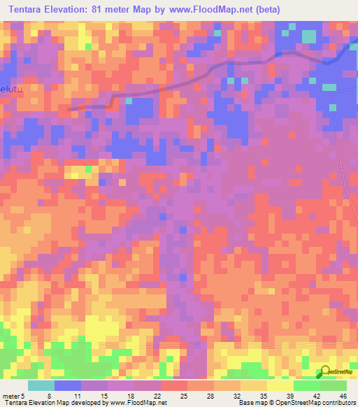 Tentara,Indonesia Elevation Map