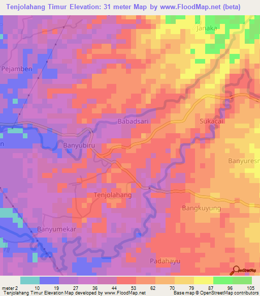 Tenjolahang Timur,Indonesia Elevation Map