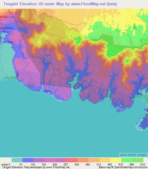 Tengairi,Indonesia Elevation Map