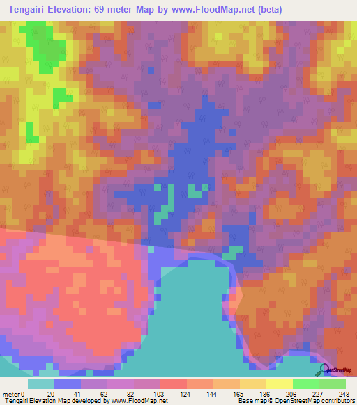 Tengairi,Indonesia Elevation Map