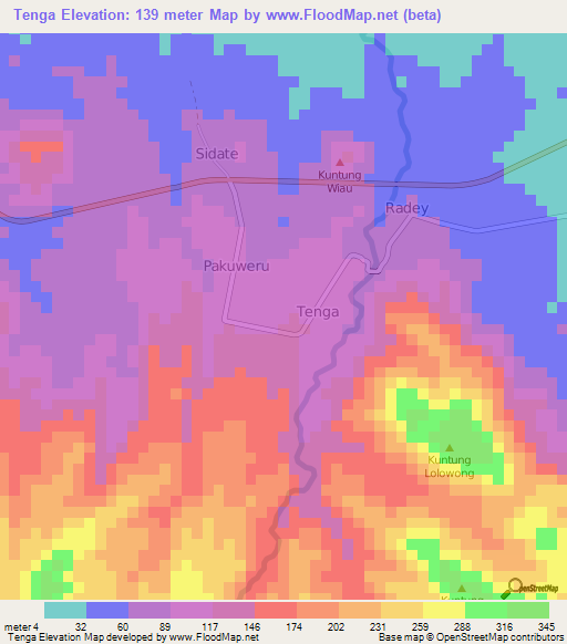 Tenga,Indonesia Elevation Map